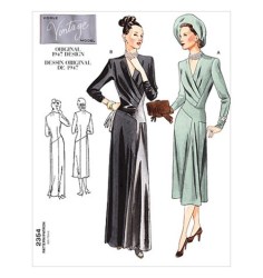 2354 VOGUE 1947 RETRO TUCK INSET DRESS LENGTHS PATTERN 8,10,12,14,16,18 choice uncut